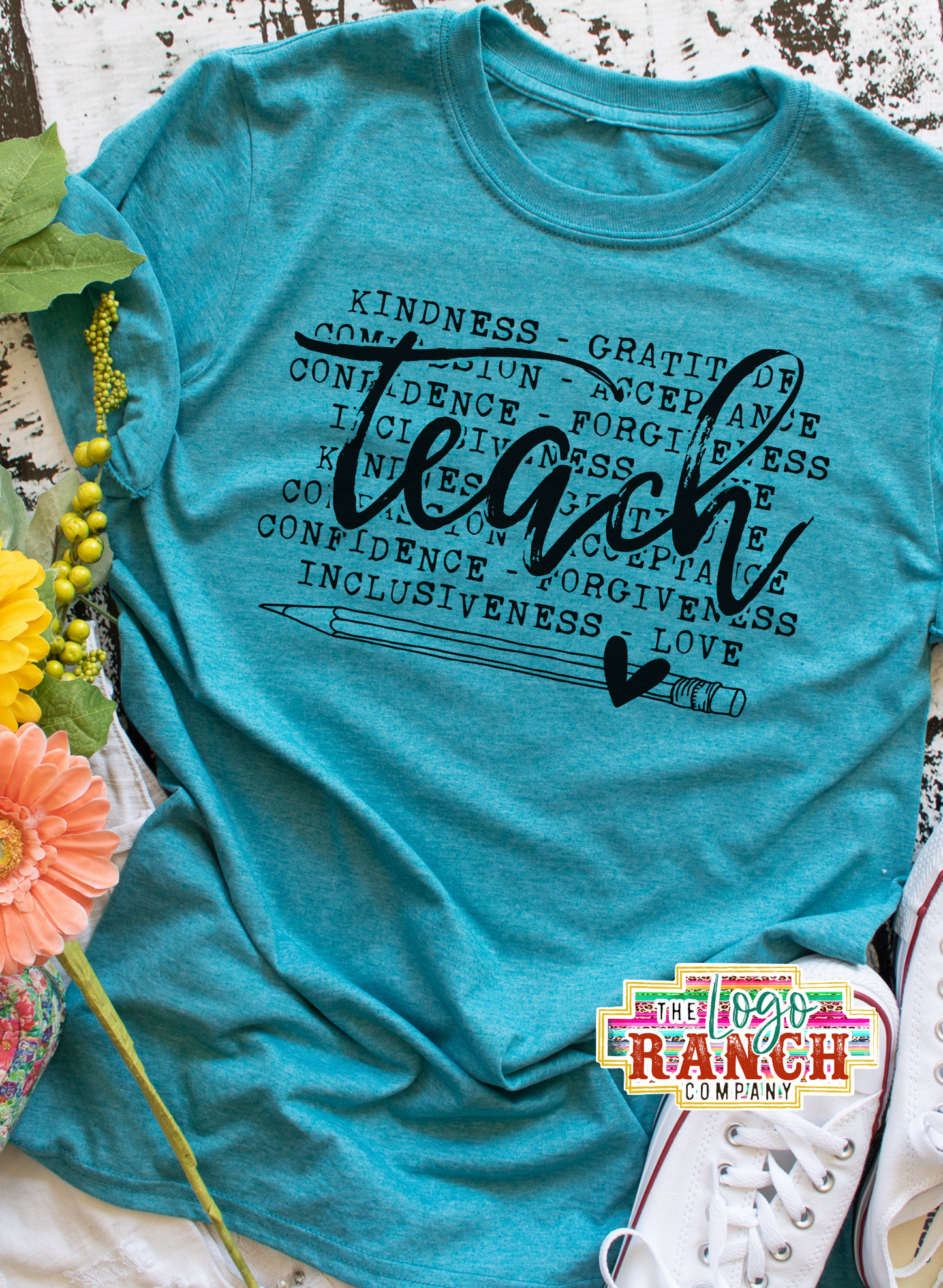 Teach Kindness Compassion Love - Teacher Tee